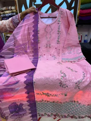 Swizz Lawn Embroidered 3 Pcs (Stitched)